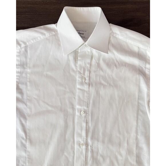 Brioni Other - Brioni Dress Shirt Mens Large 15.5 White Tuxedo French Cuff Pintuck Pleat Italy